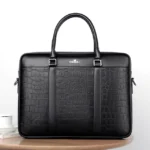 Oyixinger Crocodile Pattern Leather Handbag Business Casual Briefcase Bag Shoulder Bag for 13 14 Inch