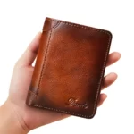 Official Dante Men's Genuine Leather RFID Blocking Business Card Holder Anti Theft Vertical Wallet