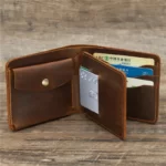 Genuine Leather Minimalist Bi Fold Wallet With Coin Pocket
