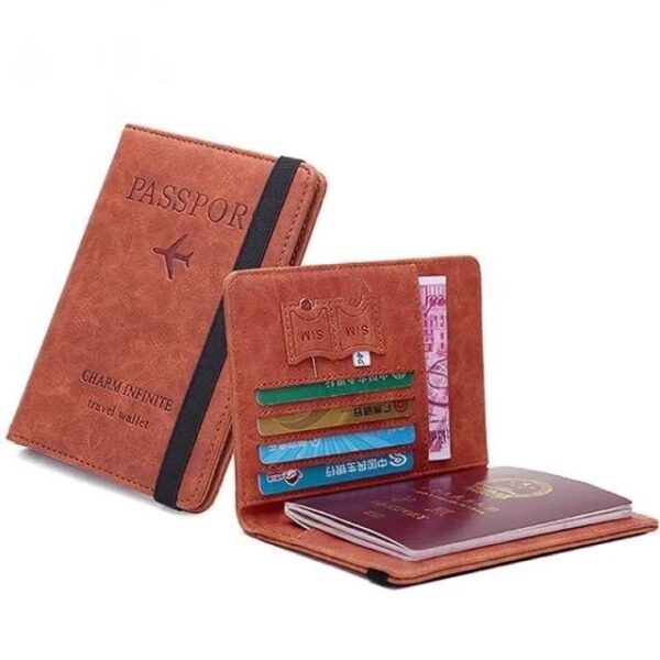 Charm RFID Vintage Multi-Function PU Leather Passport Covers Holder Wallet Case