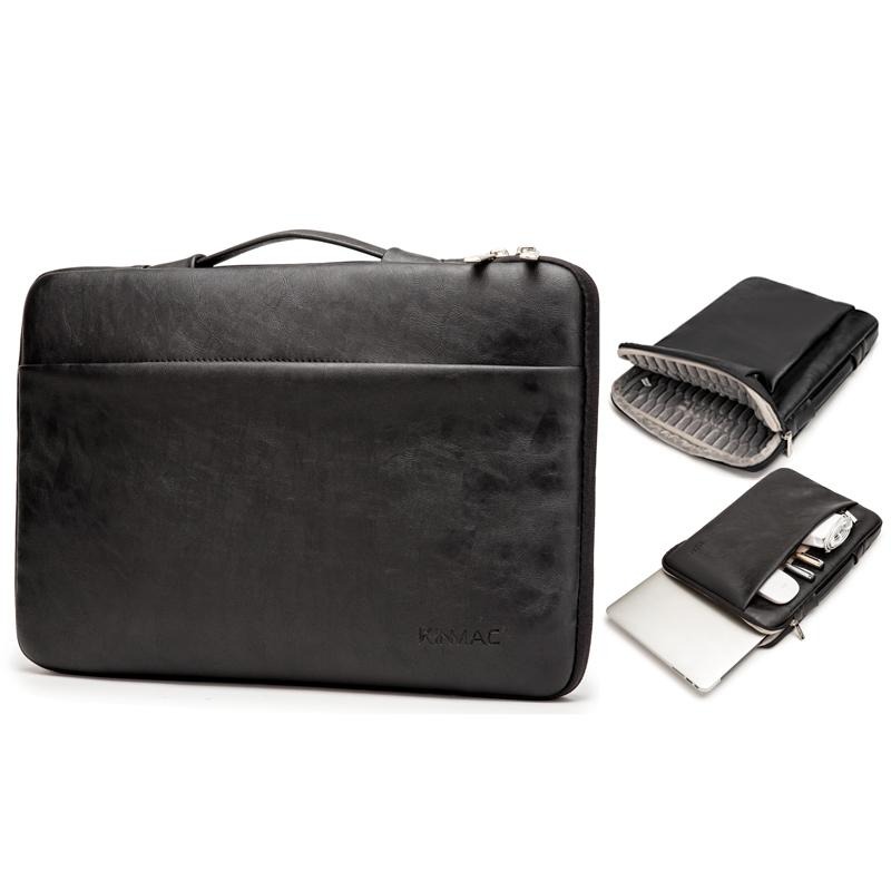 Kinmac 13.3 14 inch Shockproof Cushion Design Premium PU Leather Briefcase Sleeve